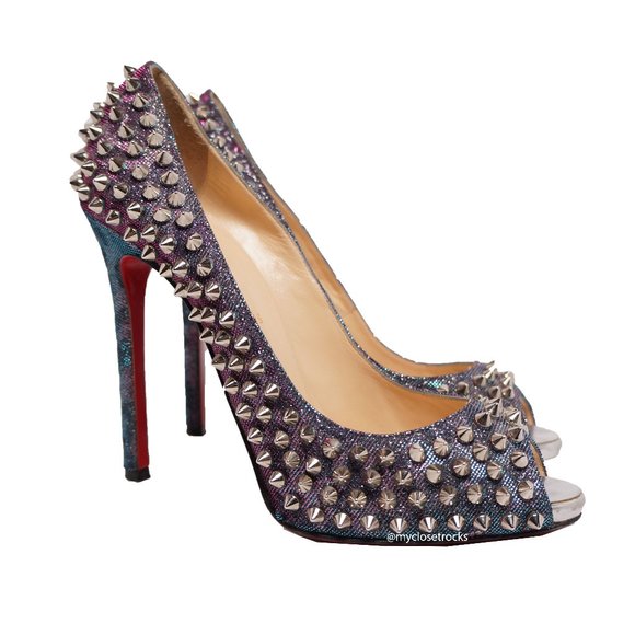 Christian Louboutin Shoes - Christian Louboutin Lame Flo Spike 120 Pumps